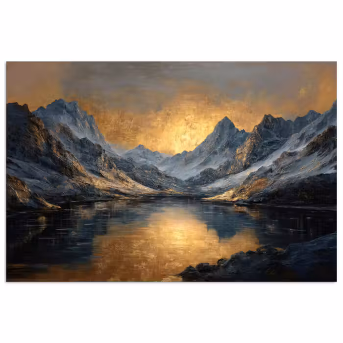 Poster - Berglandschap met Gouden Zonsondergang
