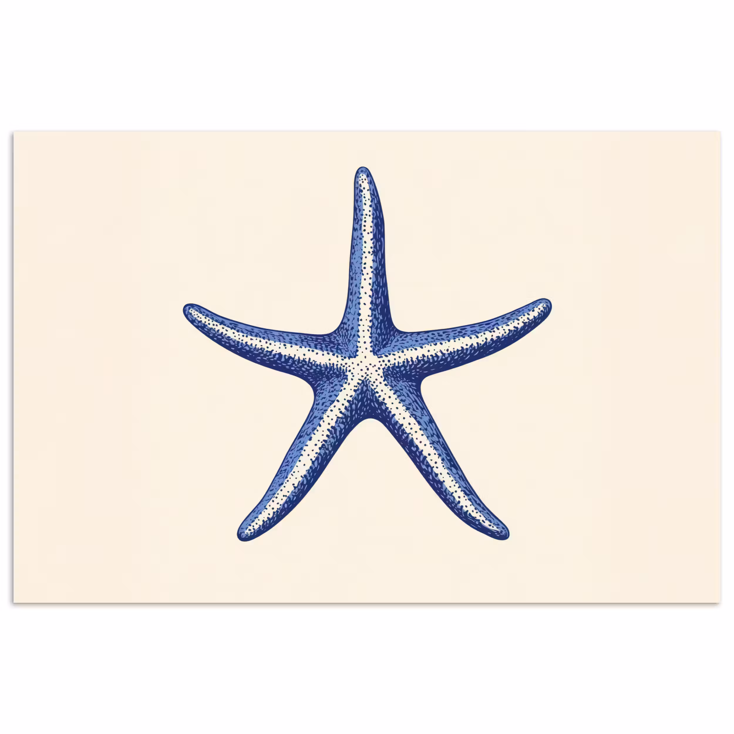 Poster – Blauwe zeester - Minimalistisch - Beige