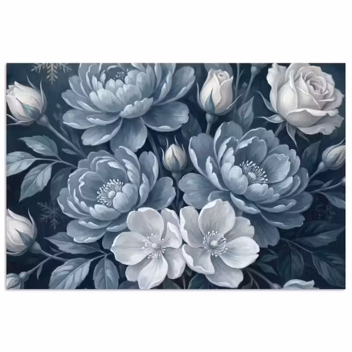 Poster - Bloemen - Boeket - Winter - Abstract - Blauw