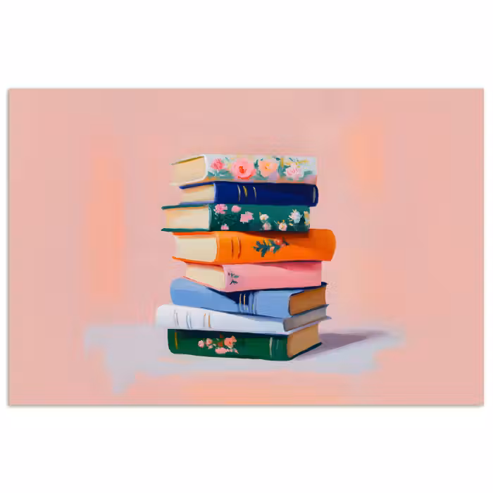 Poster – Boeken - Stapel - Kleurrijk