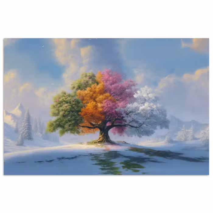 Poster - Boom - Seizoenen - Winter - Landschap