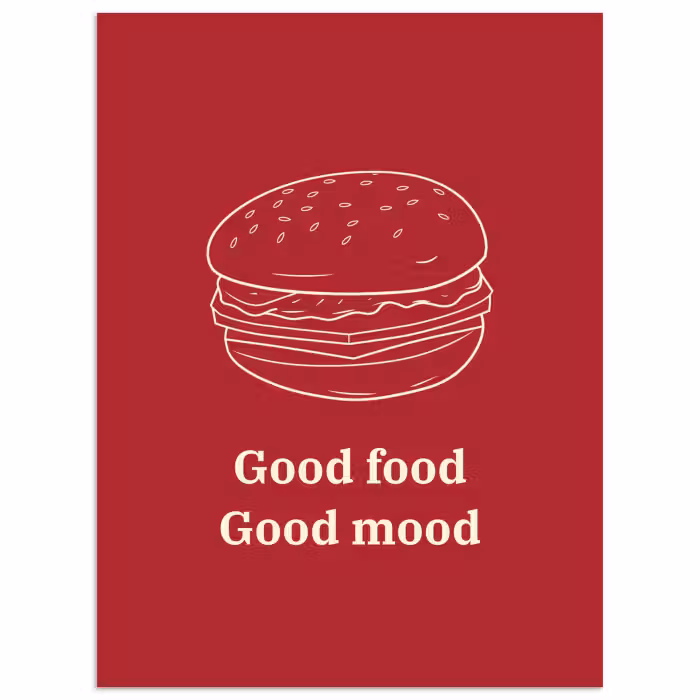Poster – Dieprood - Lijntekening - Tekst - Hamburger