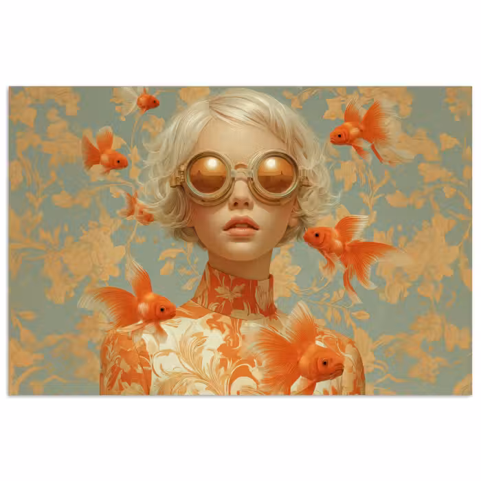 Poster - Goudvissen - Oranje - Vrouw - Blond