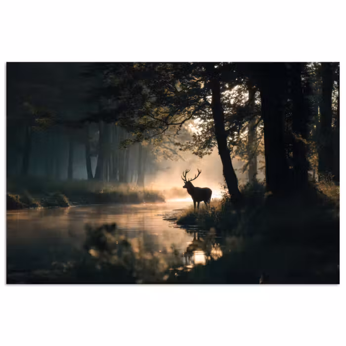 Poster - Hert - Bosbeek - Mystiek