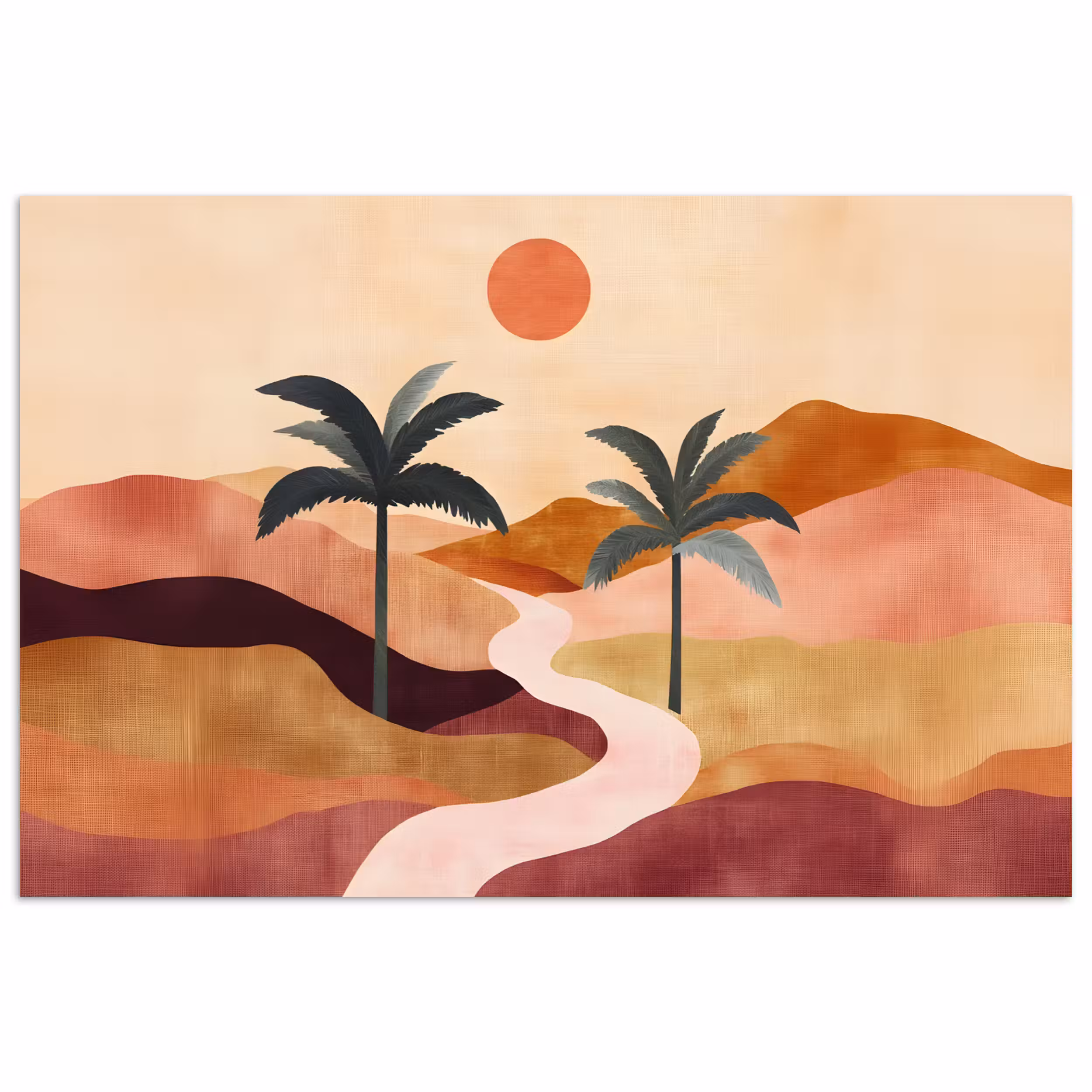 Poster – Heuvels - Palmbomen - Abstract