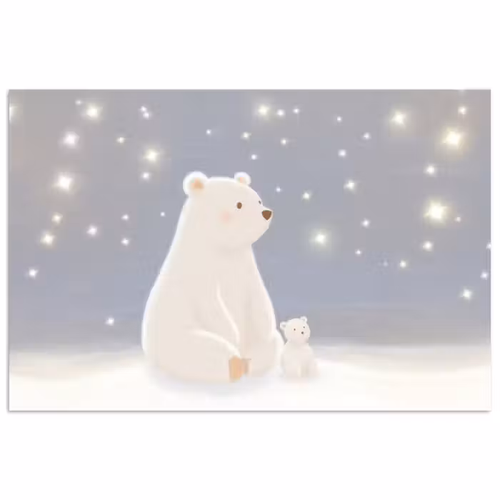 Poster – Ijsbeer - Sneeuw - Sterren - Blauw