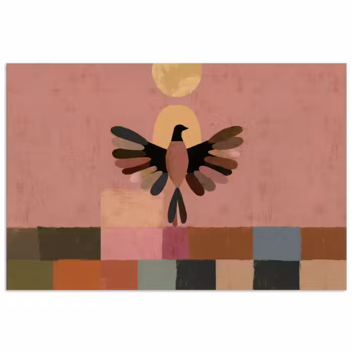 Poster - Illustratie - Vogel - Vlakken - Kleurrijk