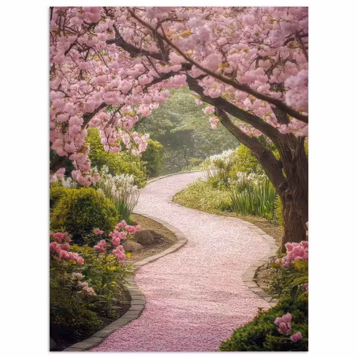 Poster – Kersenbloesem - Natuur - Sakura - Pad - Japanse tuin