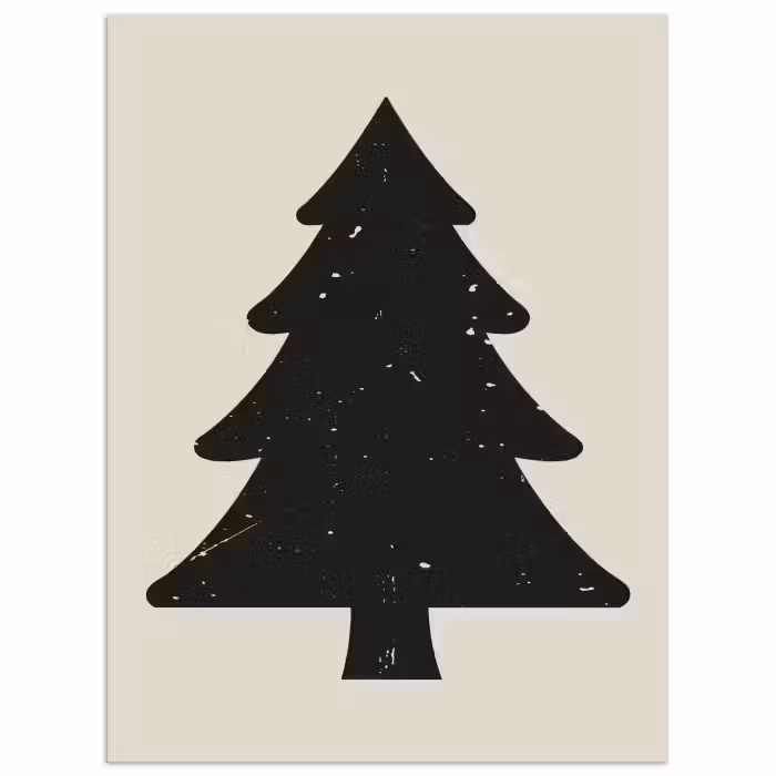 Poster – Kerstboom - Zwarte kerstboom - Boom - Japandi