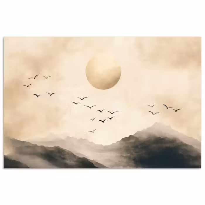 Poster – Landschap - Japandi - vogel