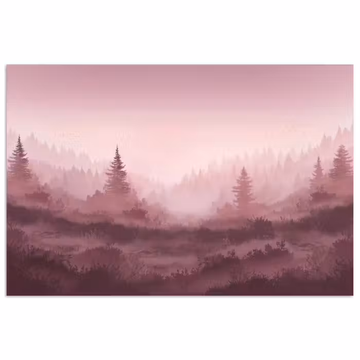 Poster - Landschap - Mistig - Roze