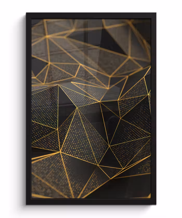 Poster met lijst - Abstract - Goud - 3D - Luxe - Kunst