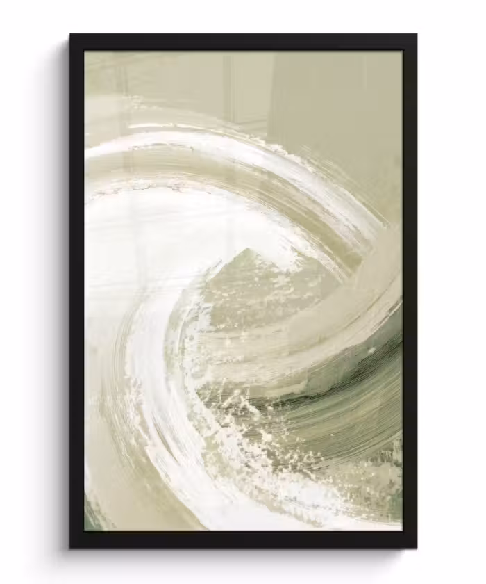 Poster met lijst - Abstract - Penseelstreken - Golven - Groen