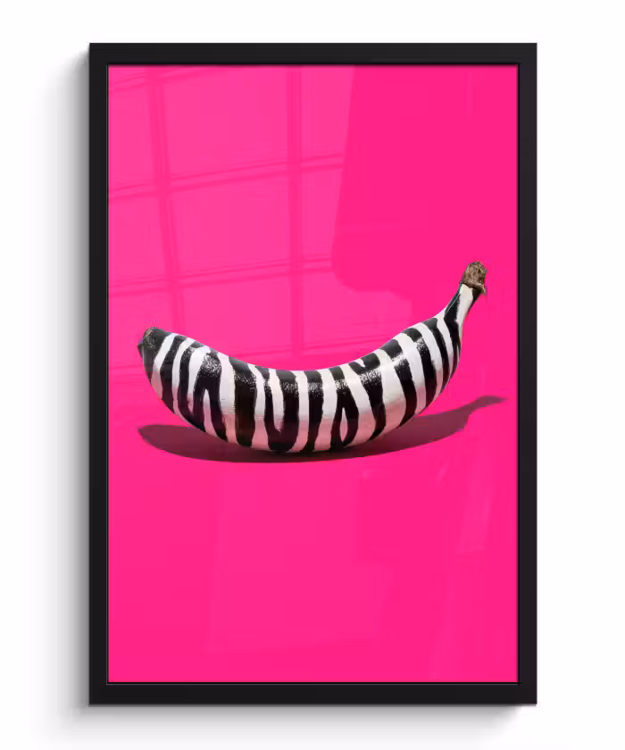 Poster met lijst - Banaan - Zebraprint - Roze