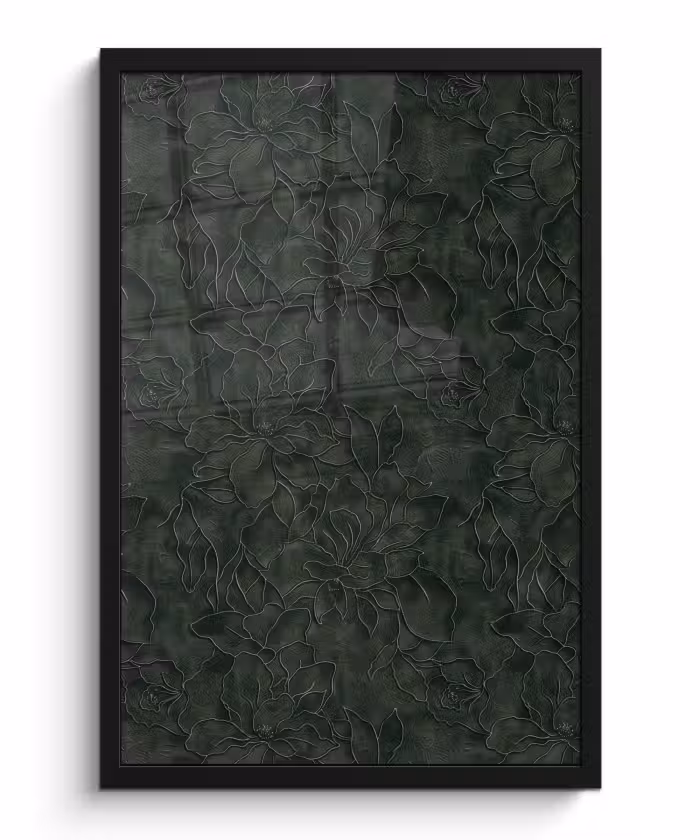 Poster met lijst - Bloemen - Lijnen - Groen