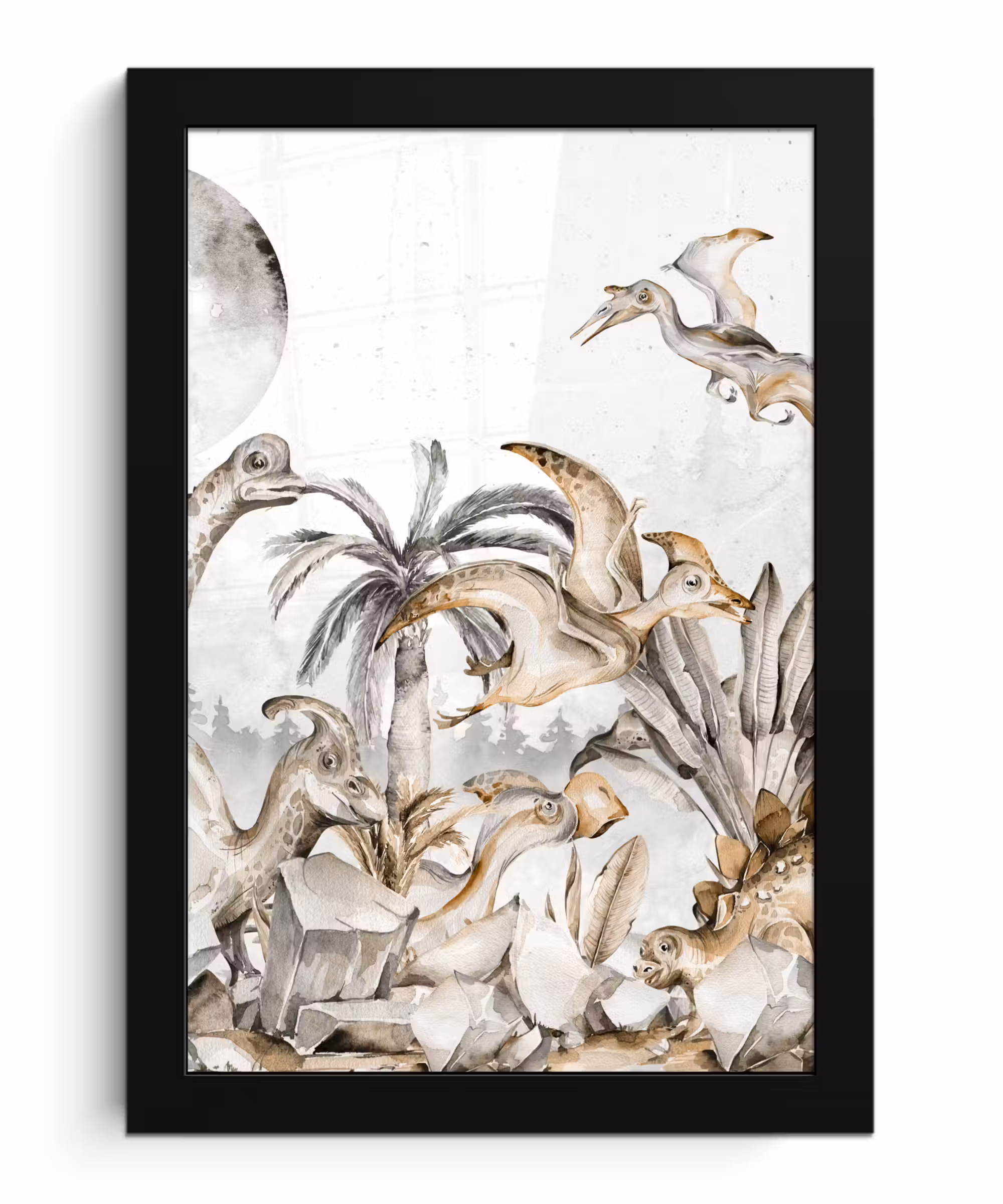 Poster met lijst - Dino - Jungle - Natuur - Dieren - Kinderen - Kids
