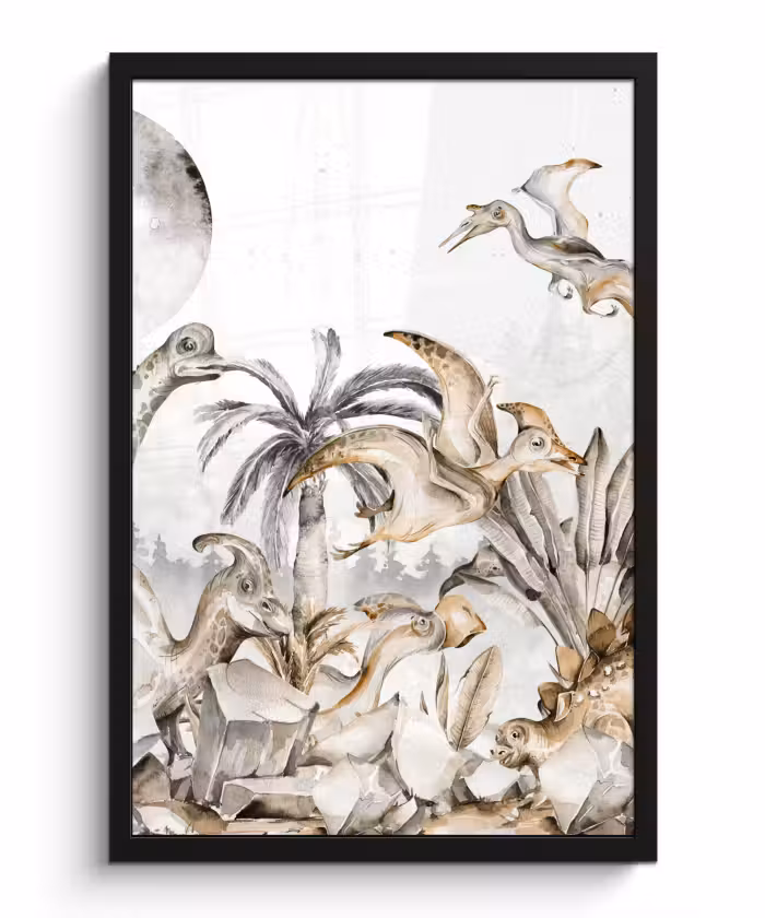 Poster met lijst - Dino - Jungle - Natuur - Dieren - Kinderen - Kids