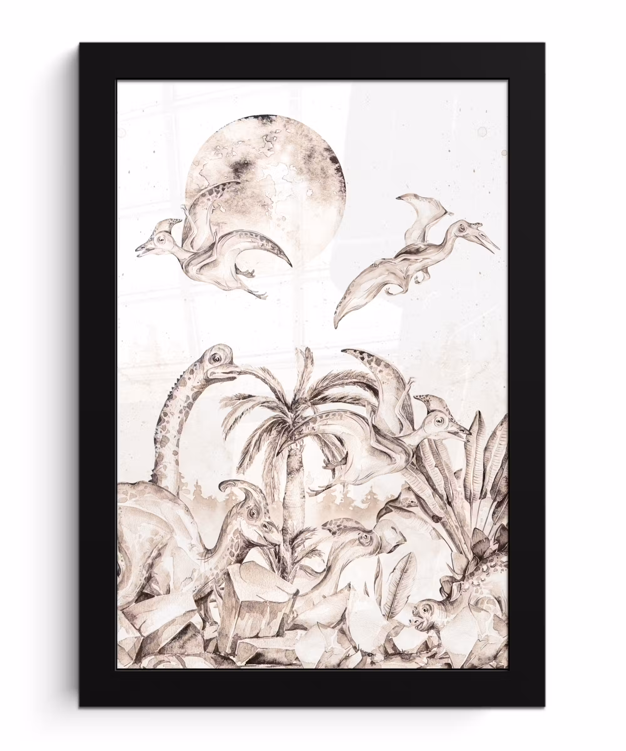 Poster met lijst - Dino - Kinderen - Jungle - Planten - Kids