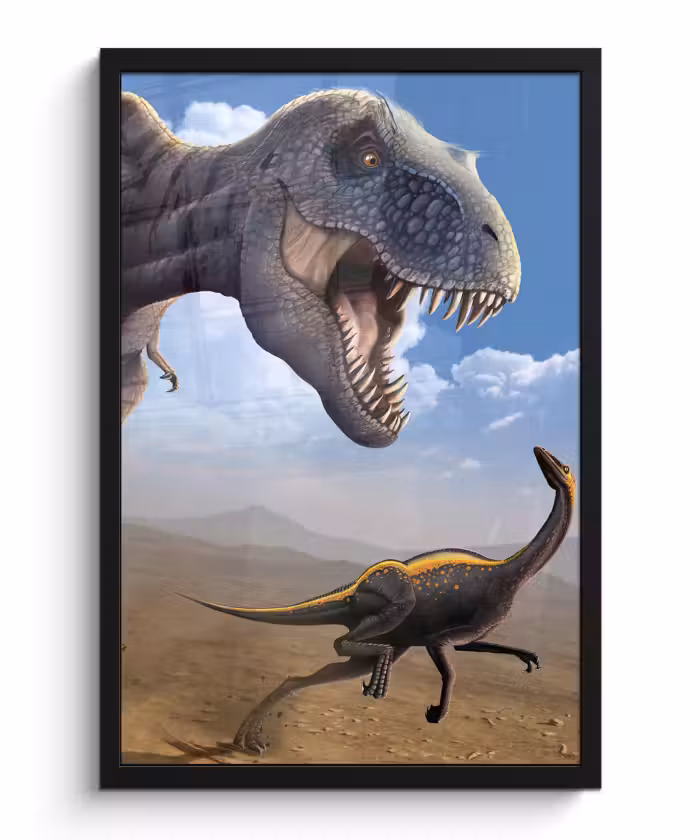 Poster met lijst - Dino - Wilde dieren - Tekening - Kinderen - Jongens - Kinderen