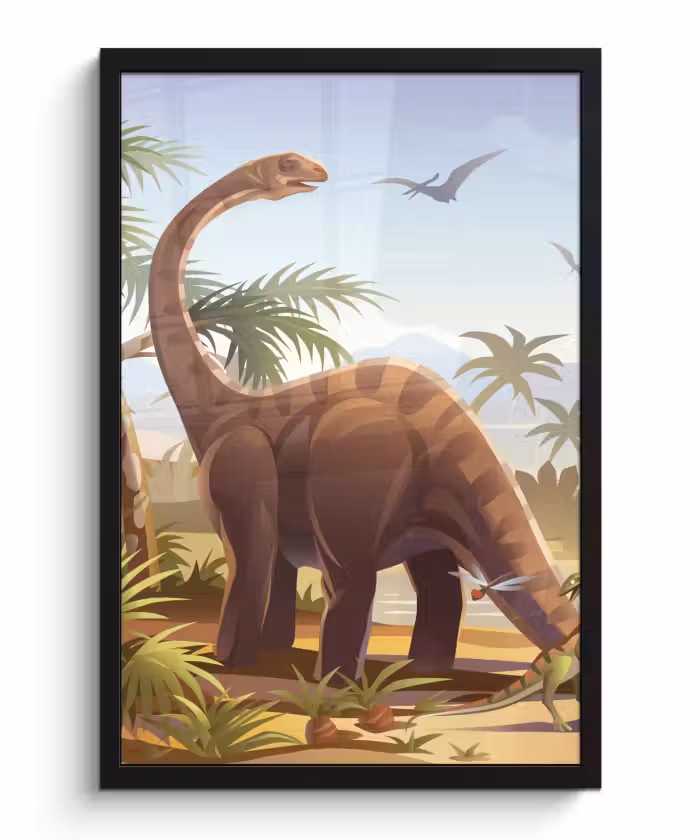 Poster met lijst - Dinosaurus - Landschap - Tropisch - Kinderen - Jongens
