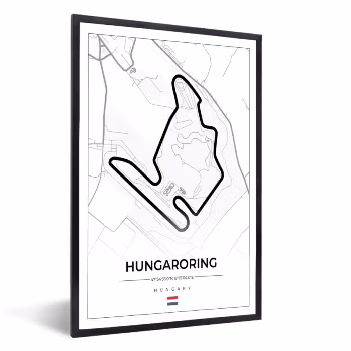 Poster met lijst - F1 - Hongarije - Auto - Racebaan - Hungaroring - Wit