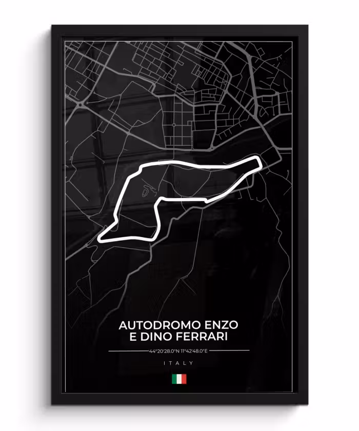 Poster met lijst - F1 - Racebaan - Italië - Zwart - Autodromo Enzo e Dino Ferrari - Zwart