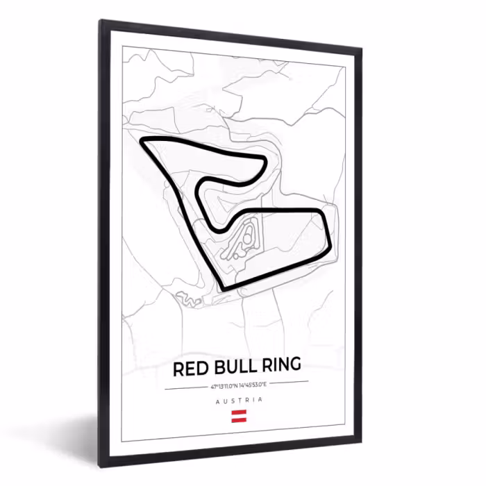 Poster met lijst - F1 - Racebaan - Red Bull Ring - Oostenrijk - Circuit - Wit