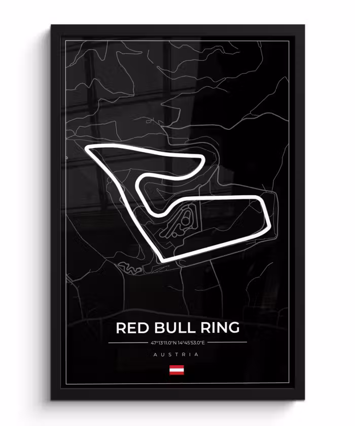 Poster met lijst - F1 - Racebaan - Red Bull Ring - Oostenrijk - Circuit - Zwart