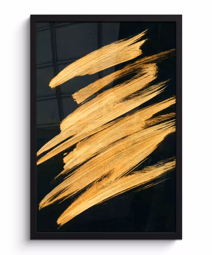 Poster met lijst - Goud - Verf - Strepen - Luxe - Abstract