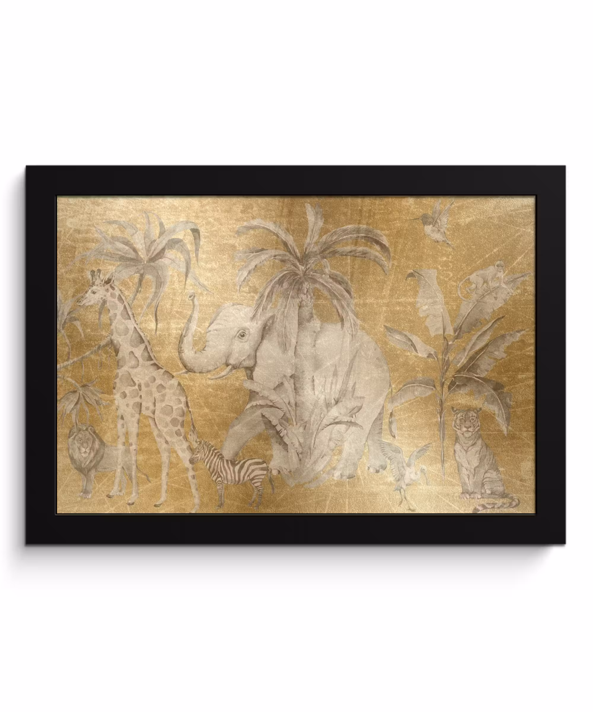 Poster met lijst - Jungle - Kinderen - Goud - Kinderen - Dieren