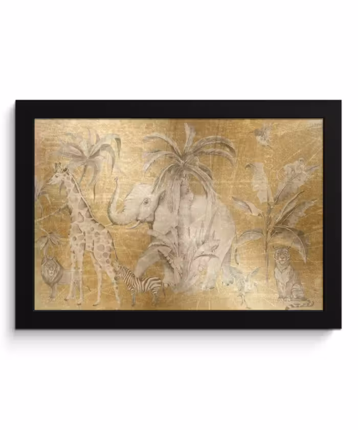 Poster met lijst - Jungle - Kinderen - Goud - Kinderen - Dieren