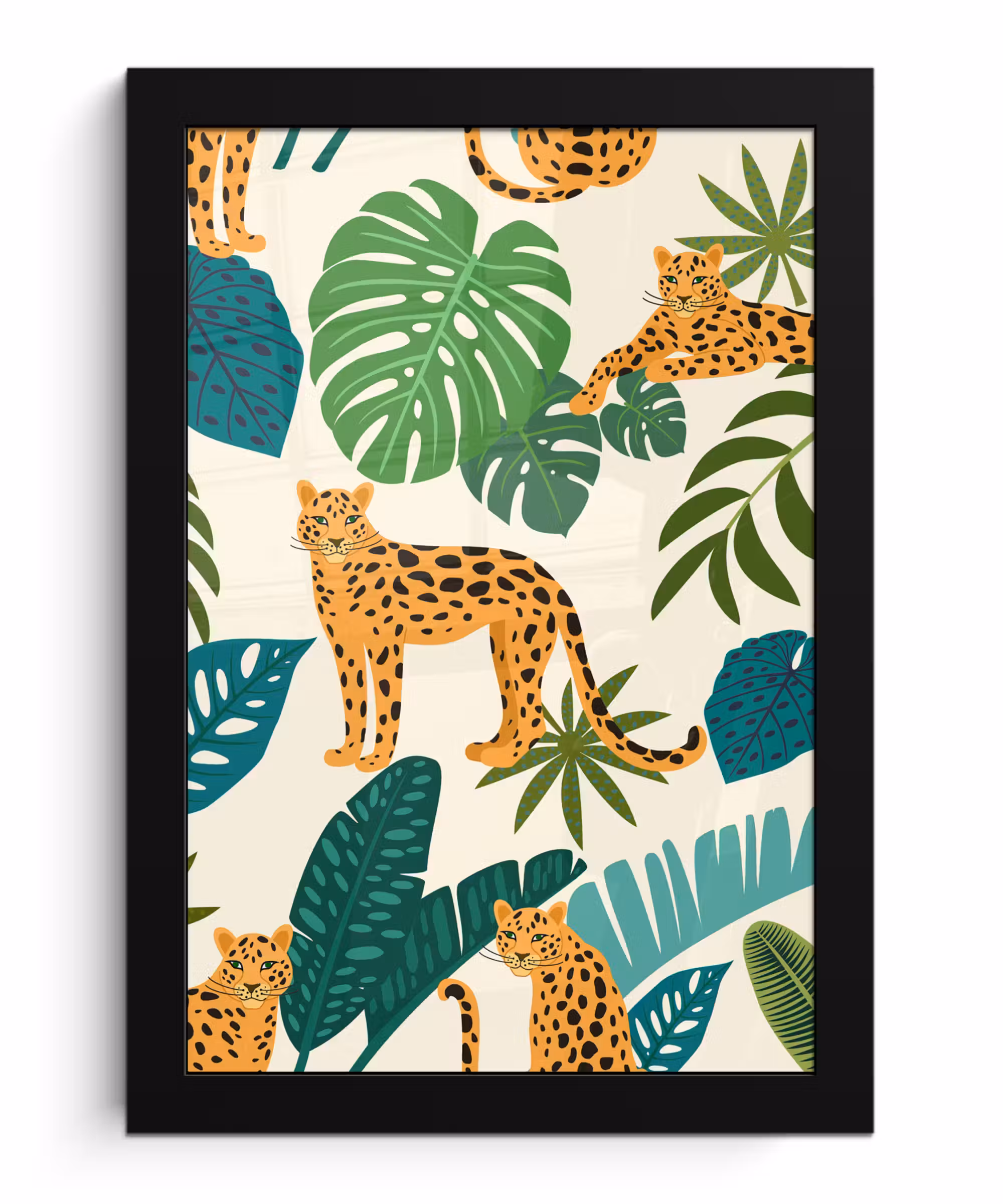 Poster met lijst - Jungle - Luipaard - Planten - Patroon - Meiden - Jongens