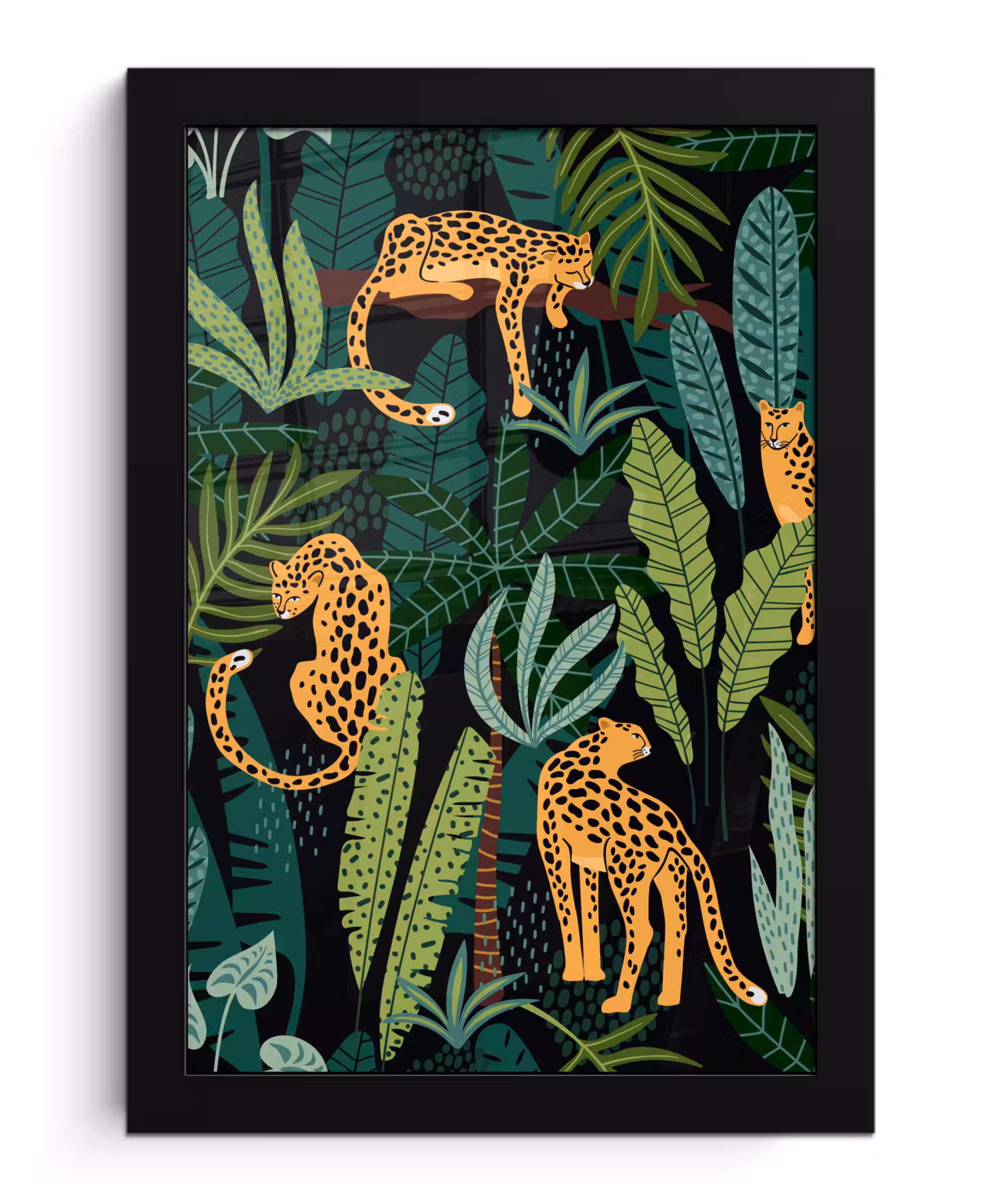 Poster met lijst - Jungle - Panter - Patronen - Jongens - Meiden - Planten