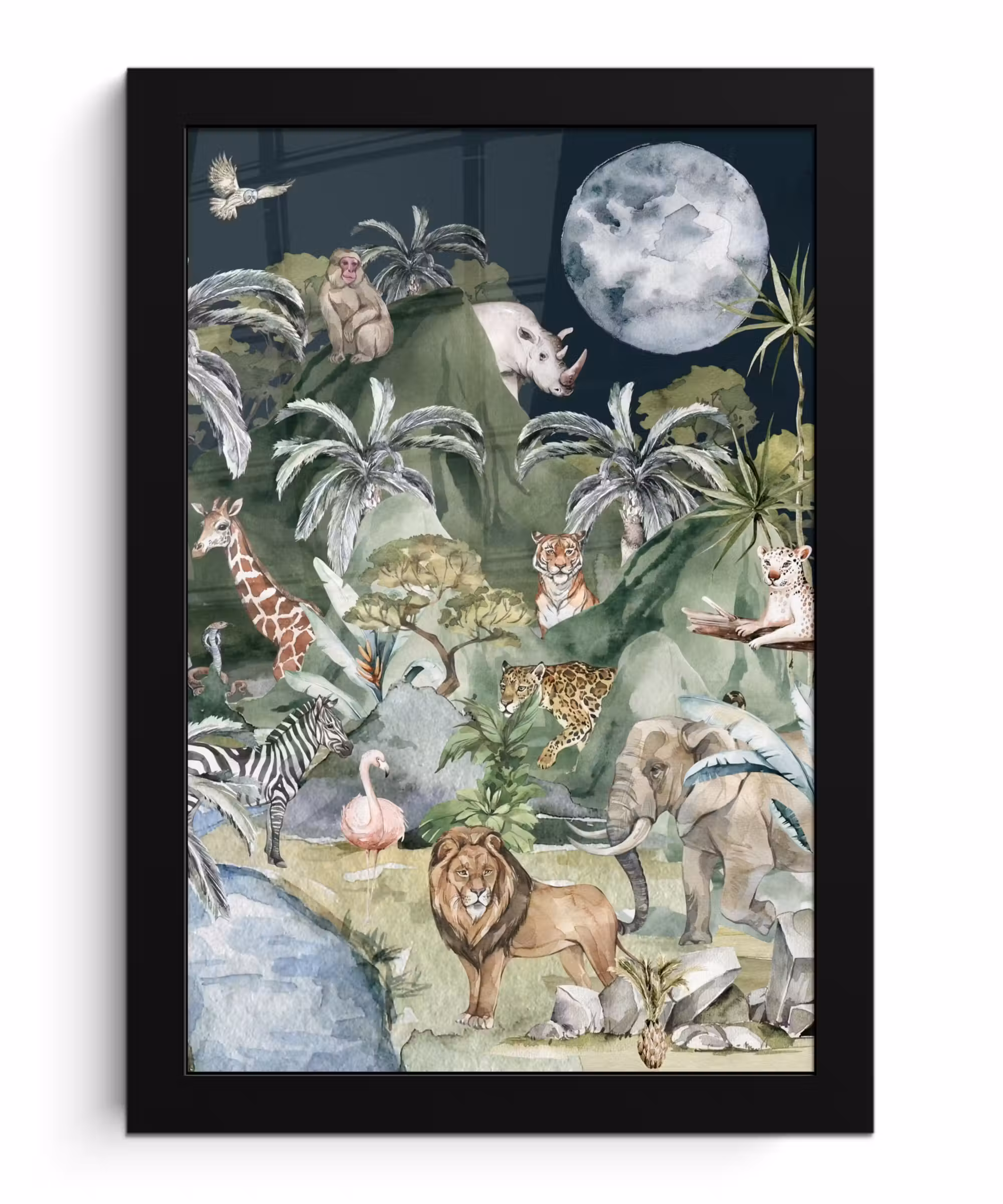 Poster met lijst - Kinderen - Jungle - Natuur - Dieren - Planten