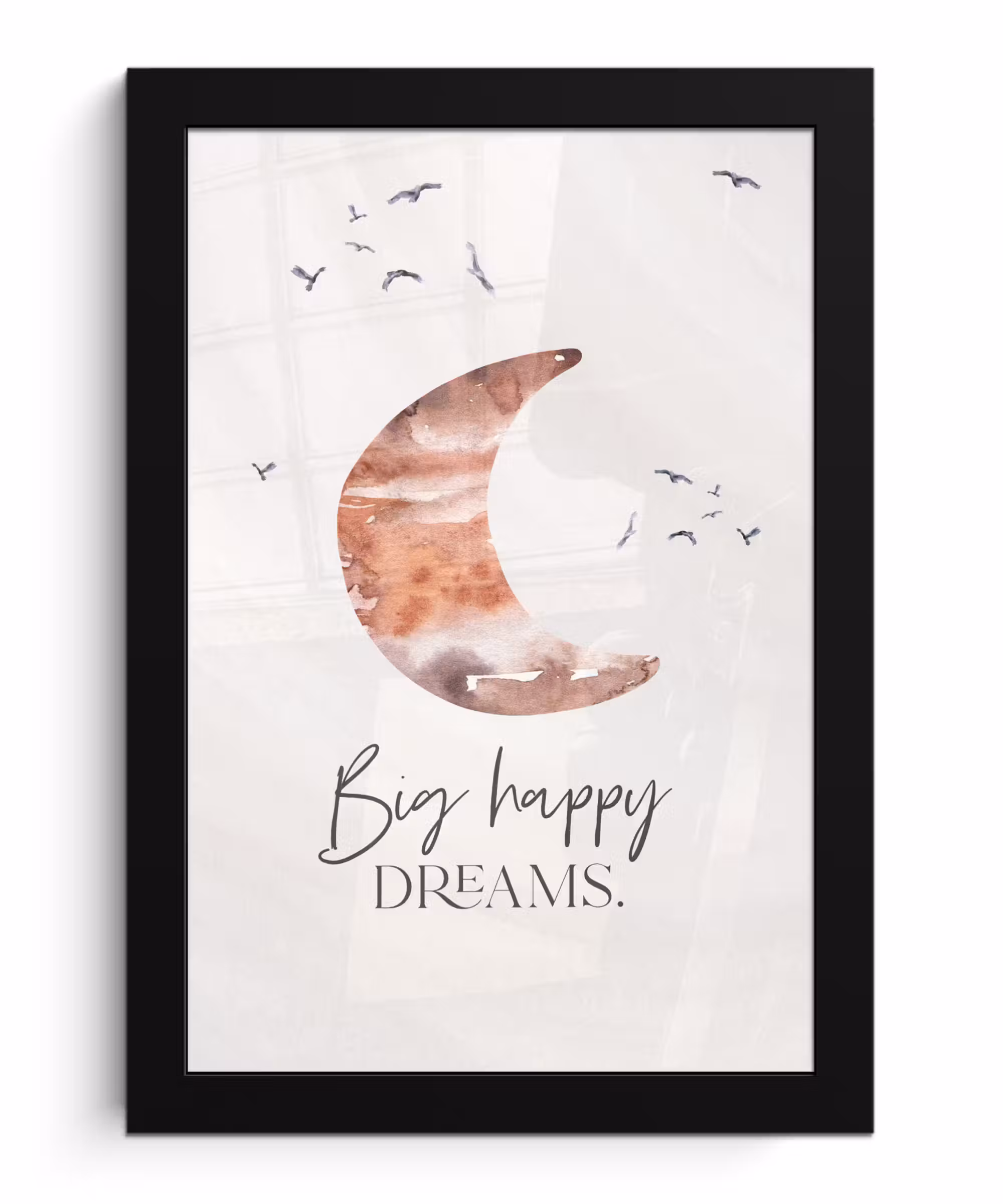 Poster met lijst - Kinderen - Spreuken - Big happy dreams - Jongens - Meisjes - Waterverf