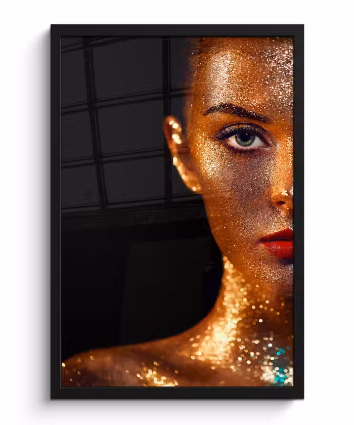 Poster met lijst - Make up - Goud - Vrouw - Luxe - Glitter - Kunst