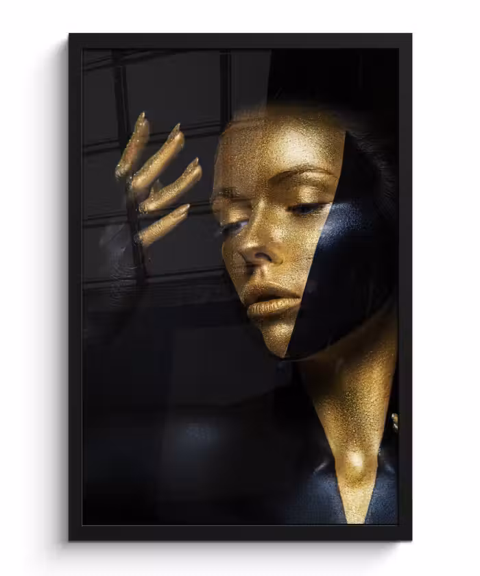 Poster met lijst - Make up - Kunst - Vrouw - Luxe - Goud
