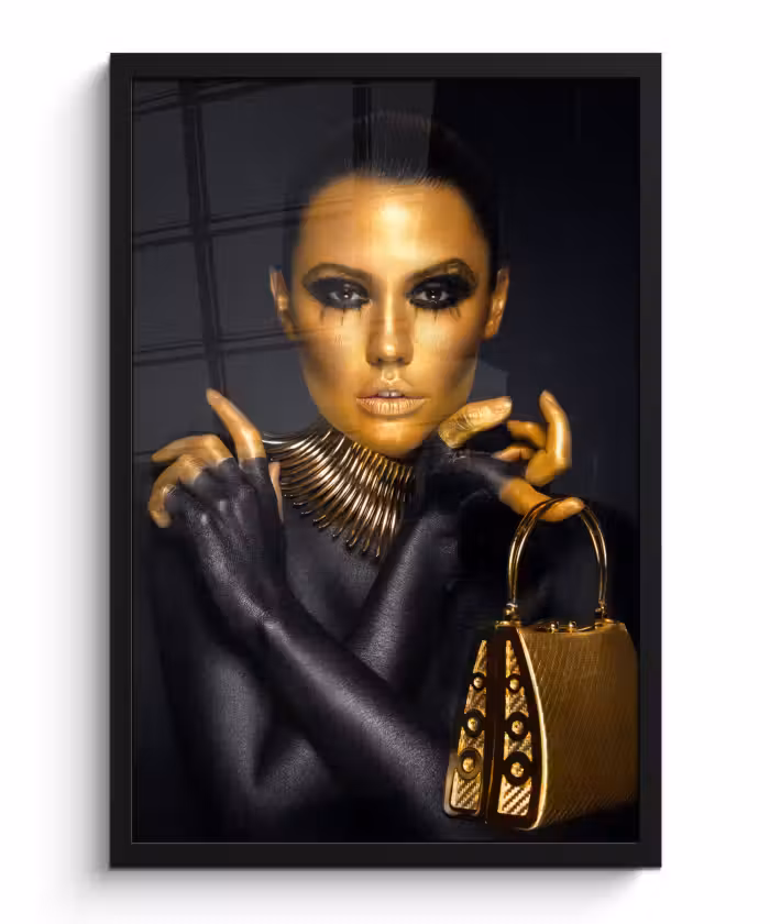 Poster met lijst - Make up - Tas - Goud - Luxe - Vrouw