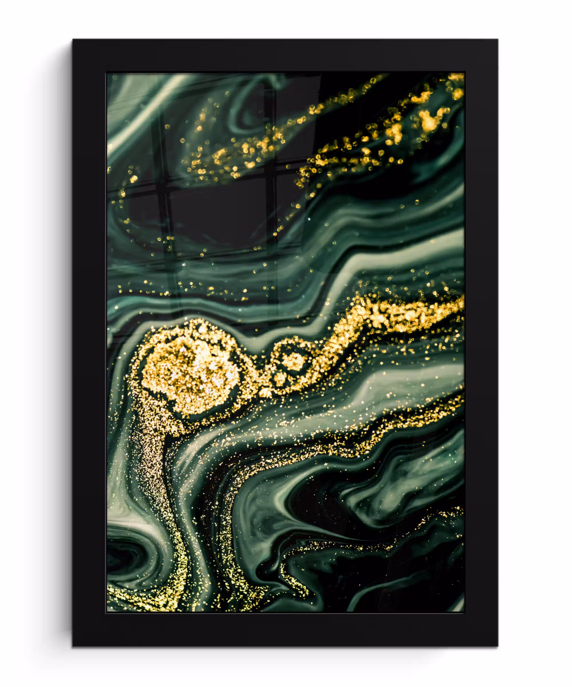 Poster met lijst - Marmer - Goud - Glitter - Groen - Marmerlook - Luxe