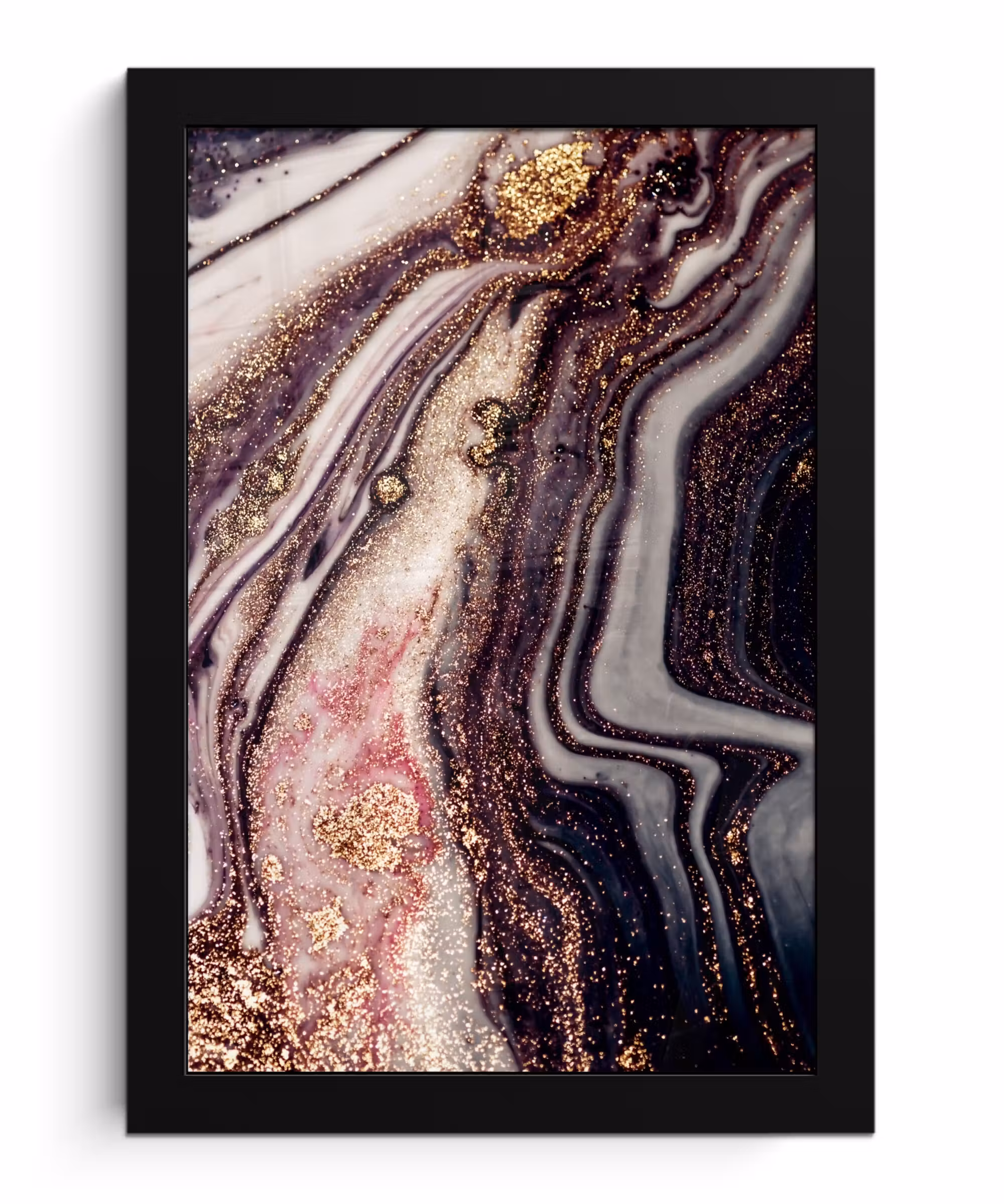 Poster met lijst - Marmer - Roze - Goud - Glitter - Marmerlook