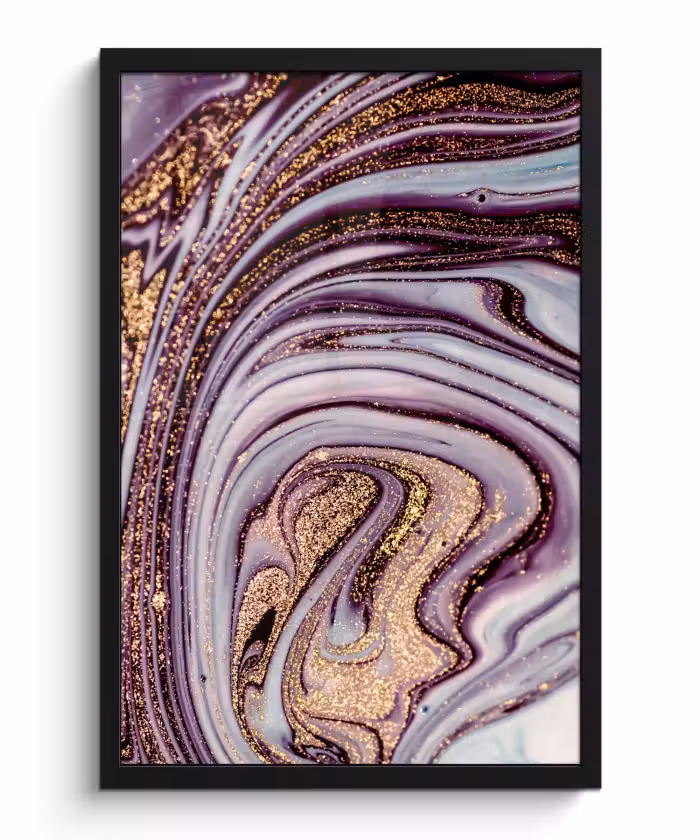 Poster met lijst - Marmer - Roze - Goud - Glitter - Marmerlook - Luxe