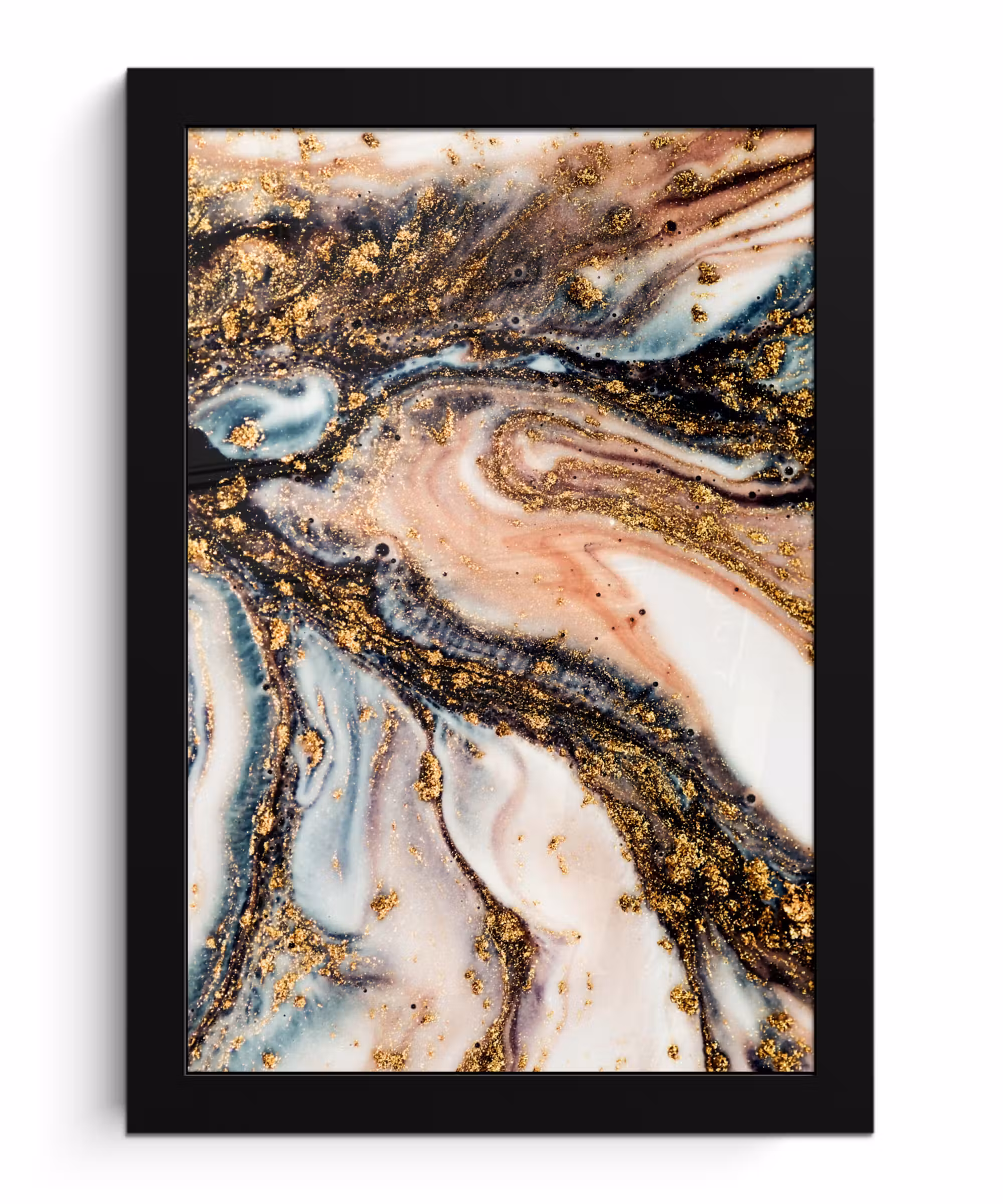 Poster met lijst - Marmerlook - Goud - Zwart - Glitter - Chic