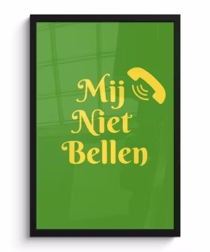 Poster met lijst - Mij niet bellen - Telefoon - Groen