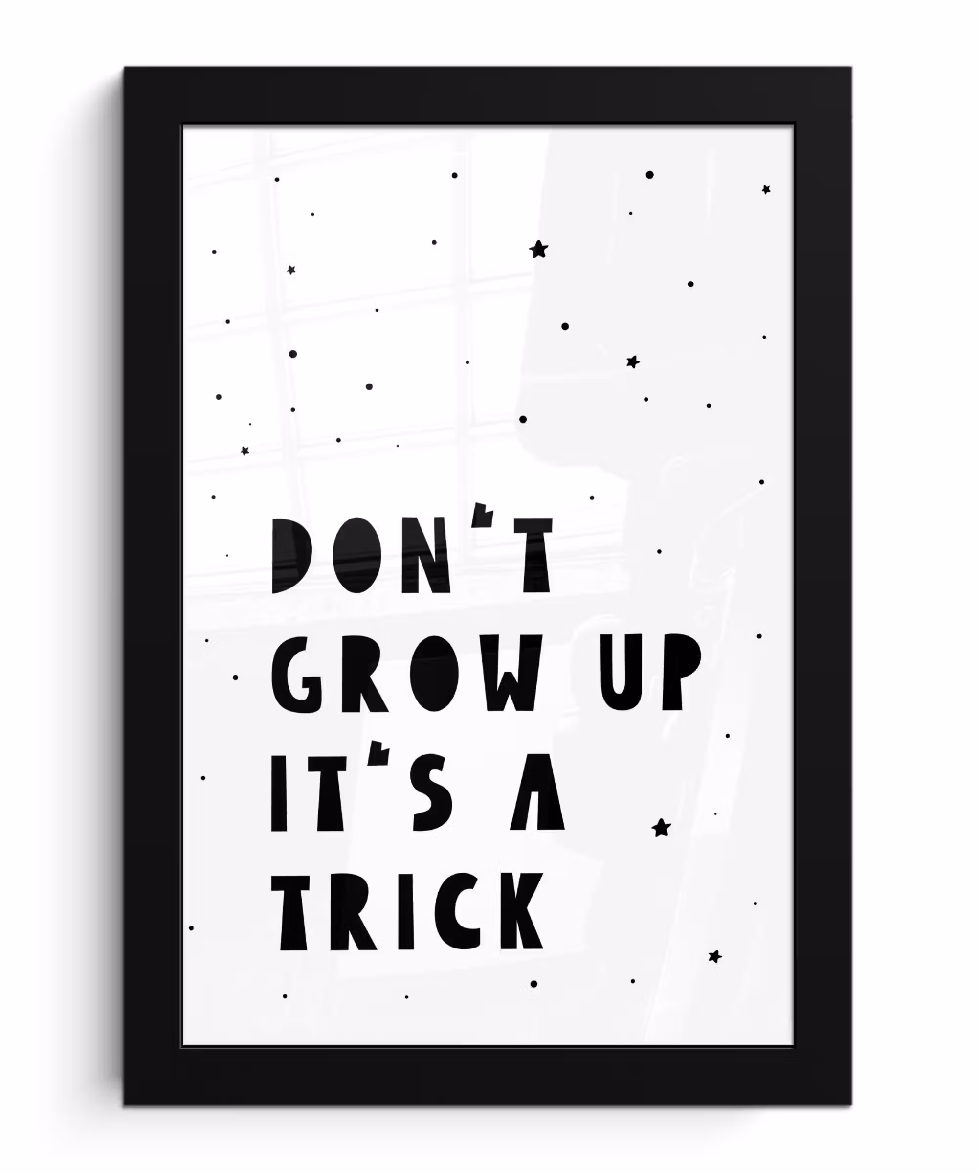 Poster met lijst - Quotes - Don't grow up it's a trick - Baby - Sterren - Kinderen