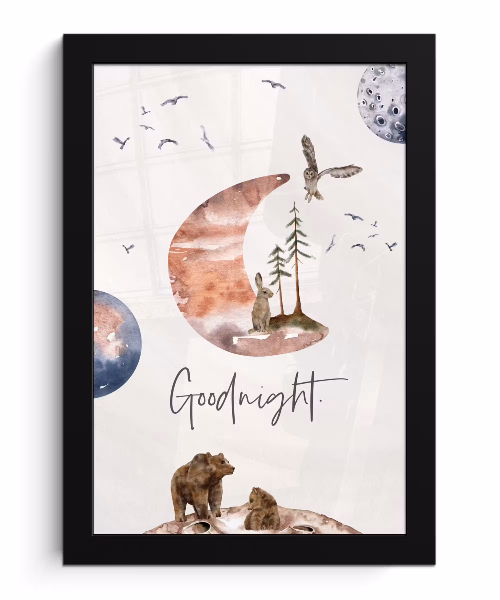 Poster met lijst - Quotes - Goodnight - Spreuken - Kinderen - Jongens - Meisjes - Kind