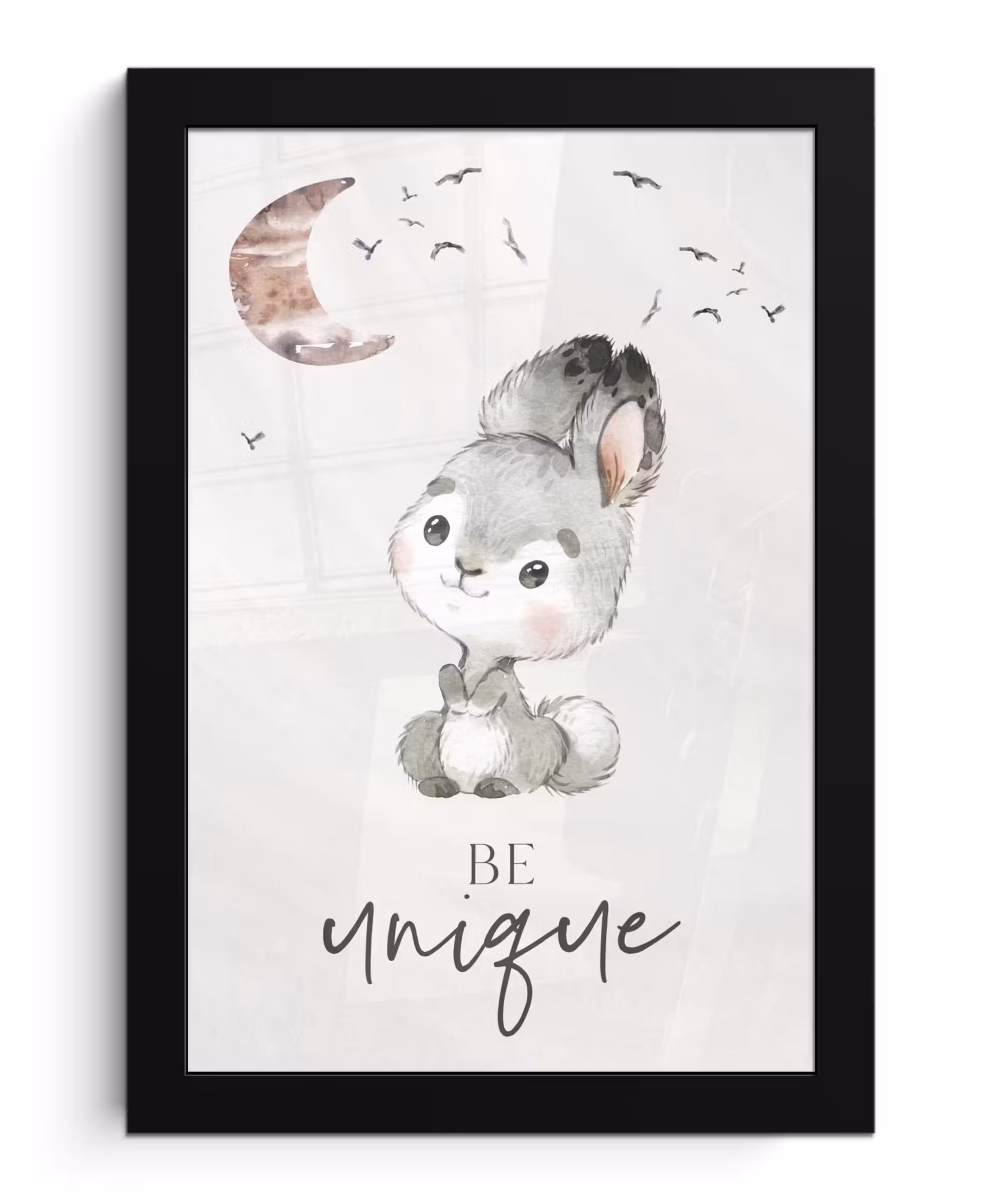 Poster met lijst - Quotes - Kinderen - Be unique - Jongens - Meisjes - Waterverf