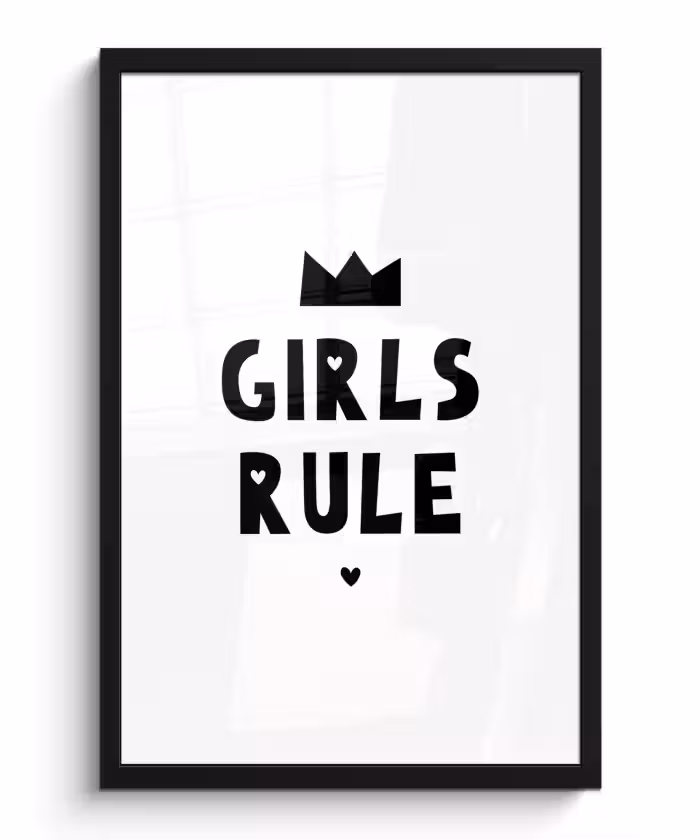 Poster met lijst - Quotes - Kinderen - Meisjes - Girls Rule - Spreuken