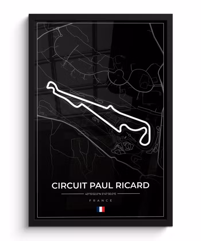 Poster met lijst - Racebaan - F1 - Circuit - Frankrijk - Circuit Paul Ricard - Zwart