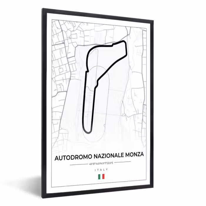 Poster met lijst - Racing - F1 - Circuit - Italië - Autodromo Nazionale Monza - Wit