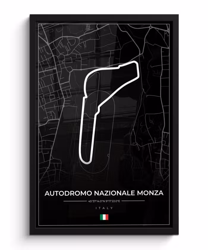 Poster met lijst - Racing - F1 - Circuit - Italië - Autodromo Nazionale Monza - Zwart